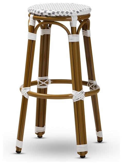 Classic Indoor Outdoor Gray And White Bamboo Style Stackable Bistro Bar Stool Tropical Stools Counter By Imtinanz Llc Houzz Outdoor Bar Stools And Counter, Bamboo Outdoor Barstools