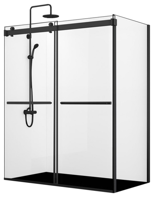 Spezia 68" W x 76" H Double Sliding Frameless Glass Shower Enclosure
