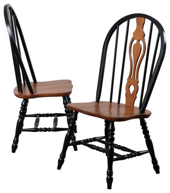 Black Cherry Selections Keyhole Dining Chair, Antique Black/Cherry, Set