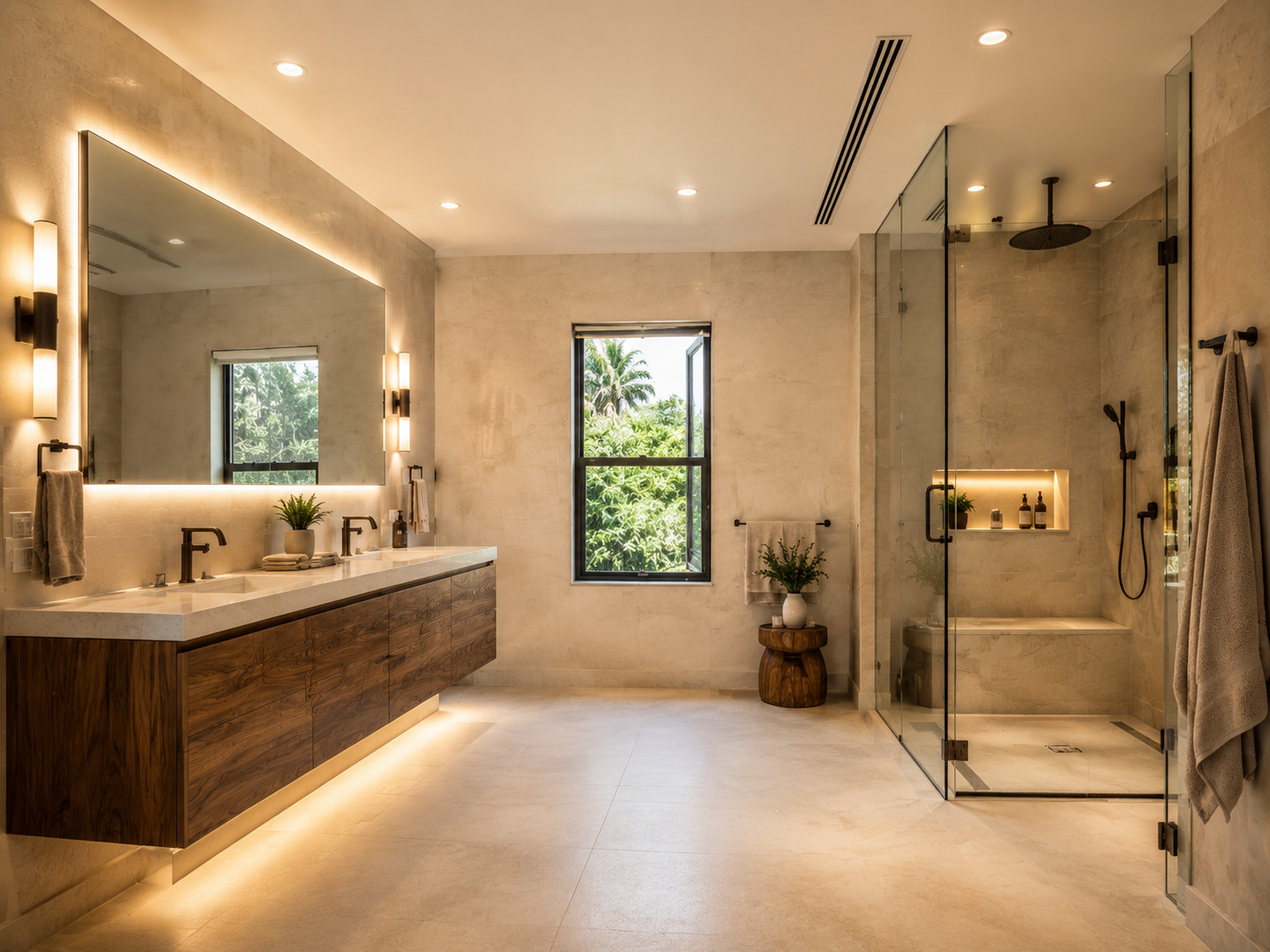 Elegant Bathroom Lighting and Ventilation