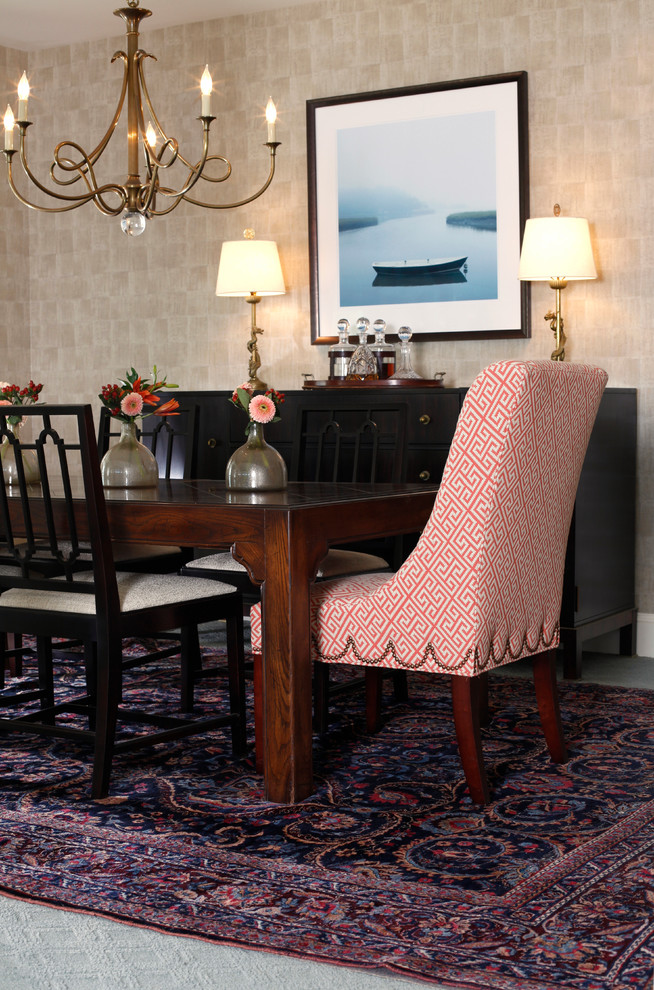 Example of a transitional dining room design in Boston