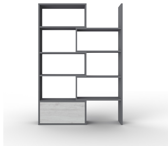 PATO Modular Bookcase, Slate Grey/White Monaco