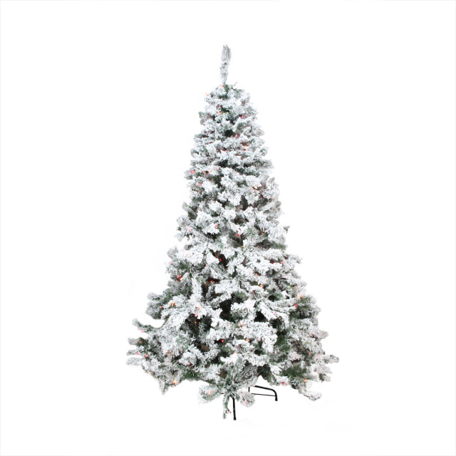 6.5' PreLit Flocked Madison Pine Artificial Christmas Tree Multi