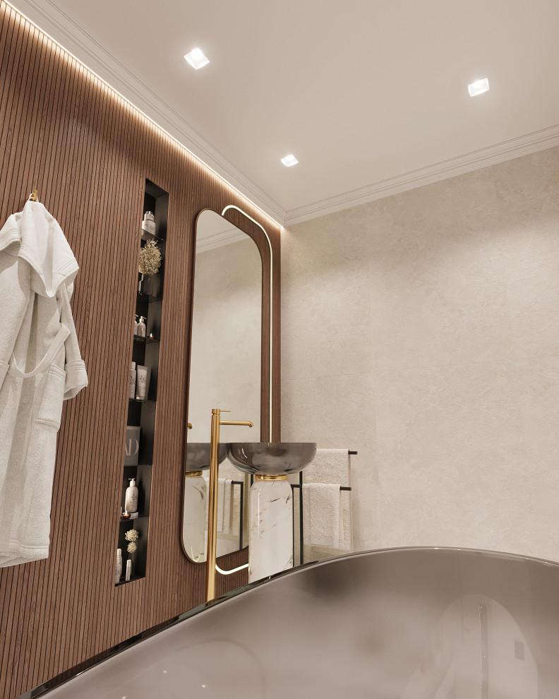 Маленький и модный совмещенный санузел