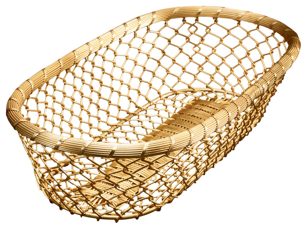 Chain-Link Metal Wire Decorative Centerpiece Storage Bread Basket Silver 17" 