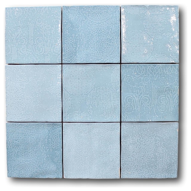 Mestizaje Zellige 5 x 5 Ceramic Tiles - Aqua Decor - Contemporary