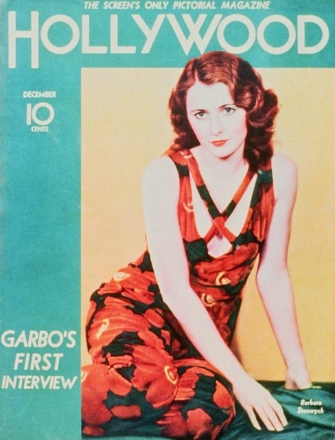 Barbara Stanwyck 11 x 17 Hollywood Magazine Cover 1940's Style A