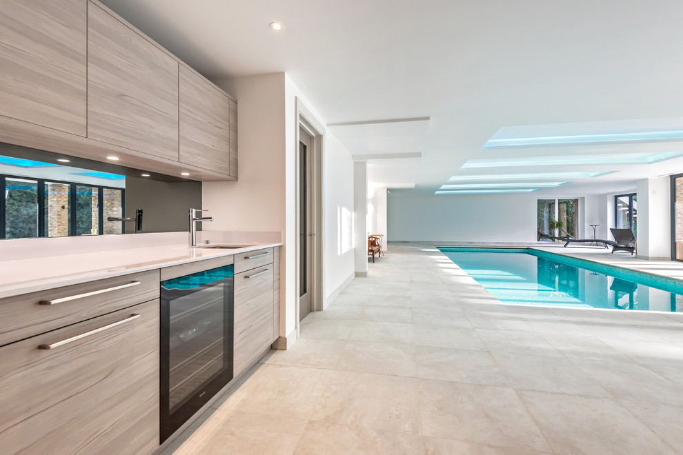 Photo of a transitional indoor rectangular lap pool in Berkshire.