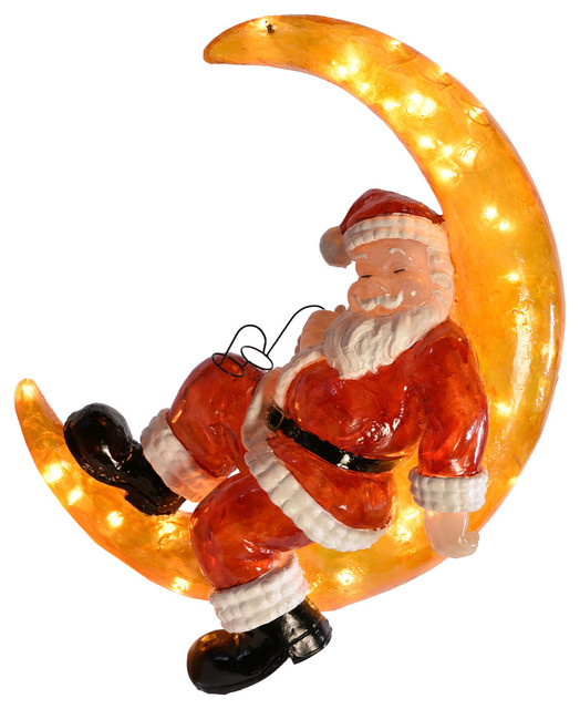Led Santa On The Moon Traditional Outdoor Holiday Decorations Led Santa On The Moon