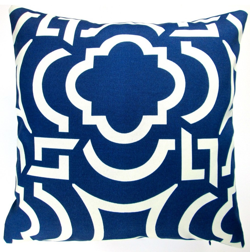 Artisan Pillows Outdoor 18" Navy Blue Geometric Throw Pillow, Set of 2