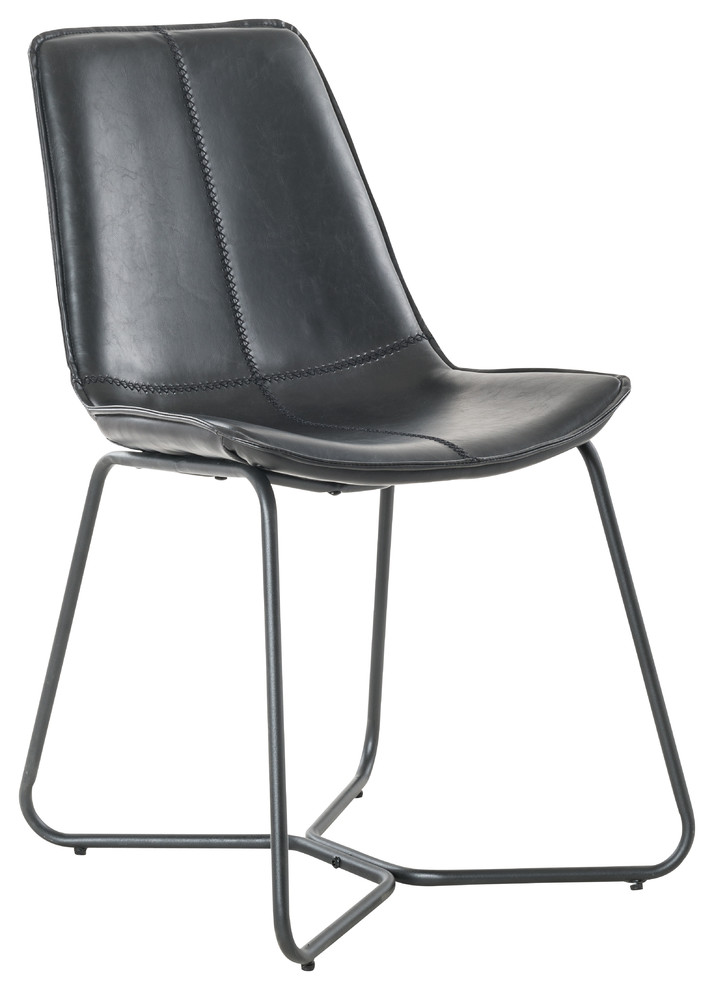Monique Vintage Leather Dining Chair, Black Slope Leather Dining Chair