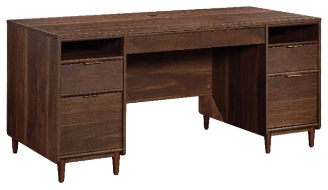 Pemberly Row Place Engineered Wood Executive Desk in Grand Walnut ...