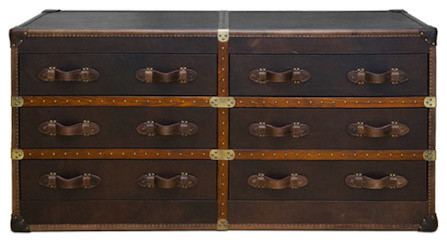 Six Drawer Vintage Leather Trunk