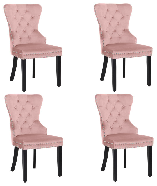 Velvet Upholstered Tufted Dining Chairs (Set of 4) for Kitchen