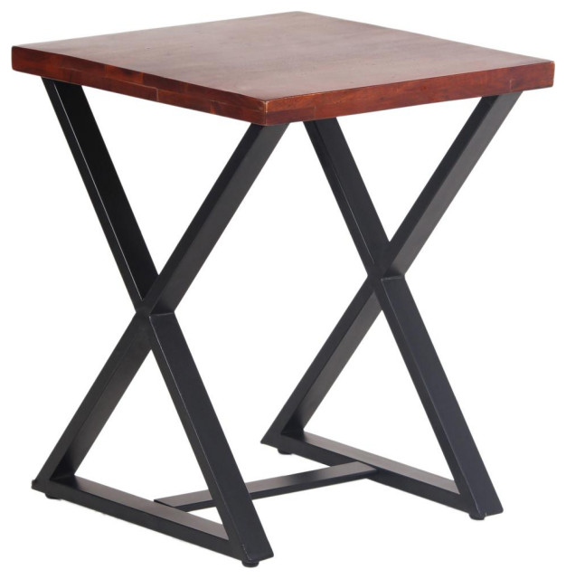 AmeriHome Acacia Cross Leg Side Table Contemporary Coffee Tables