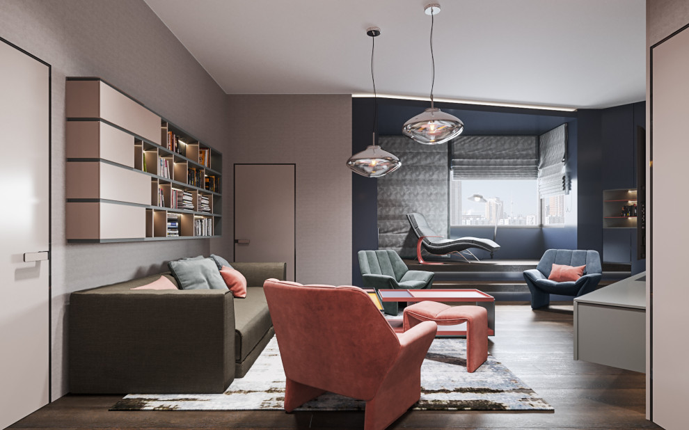 Студия в современном стиле  в колониальных тонах