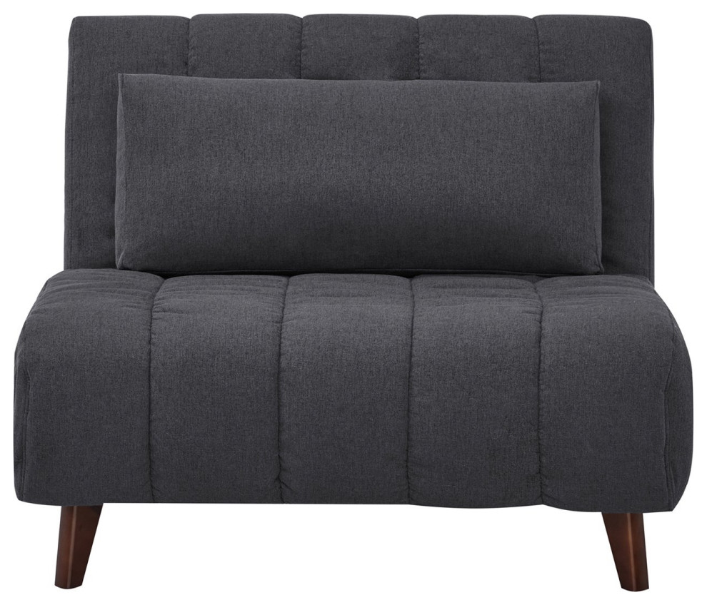 Convertible Sleeper Chair, Pine Wood Frame and Tufted Polyester Seat