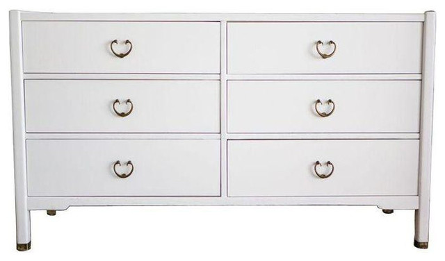 Vintage White Lacqured Dresser With Br Hardware