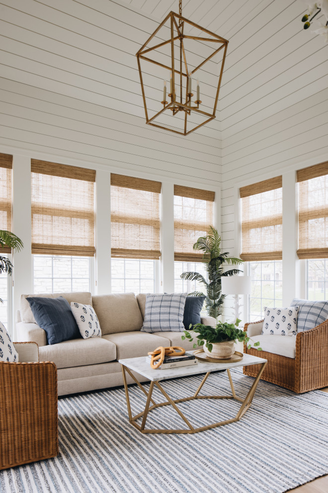 Inspiration for a transitional sunroom remodel in Chicago with no fireplace and a standard ceiling