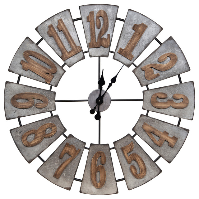 Oversized Metal And Wood Windmill Wall Clock Farmhouse Clocks By Pinnacle Frames Houzz - Pinnacle Oversized Black And Bronze Metal Wall Clock