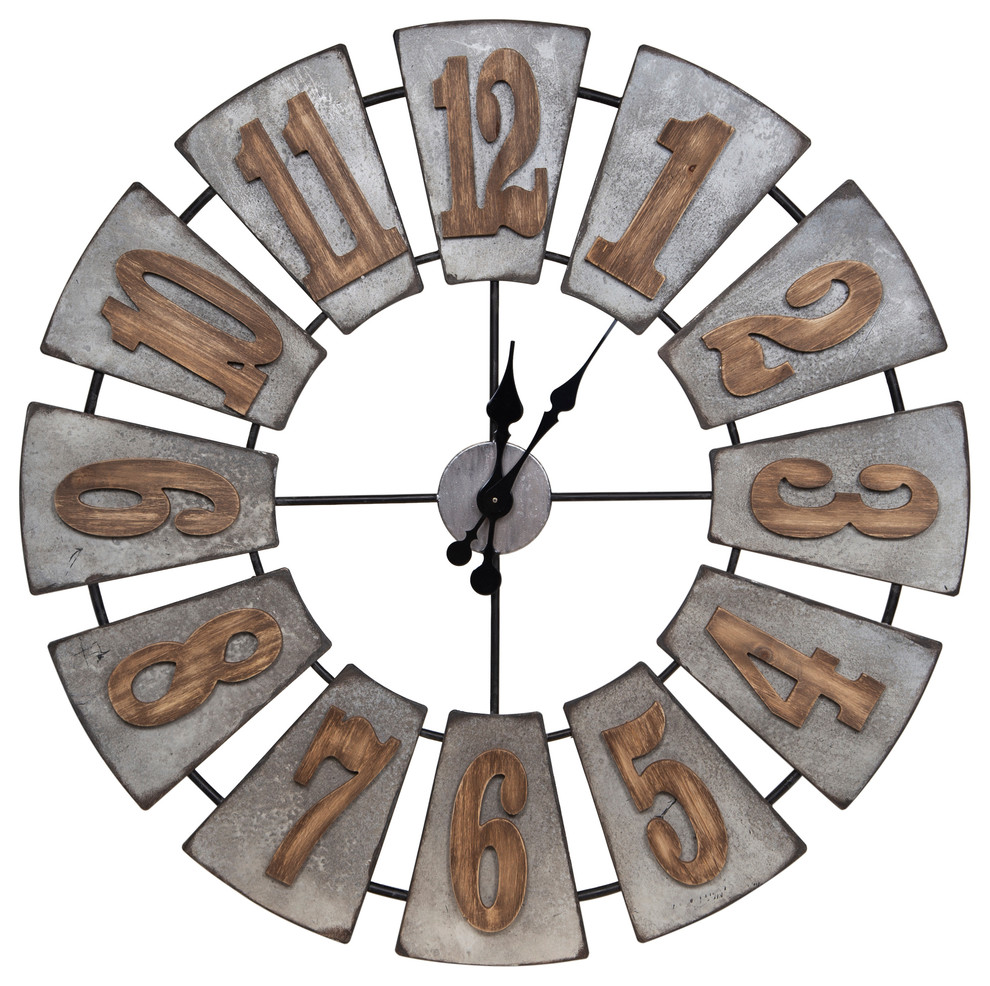 Oversized Metal And Wood Windmill Wall Clock Farmhouse Wall Clocks By Pinnacle Frames Houzz