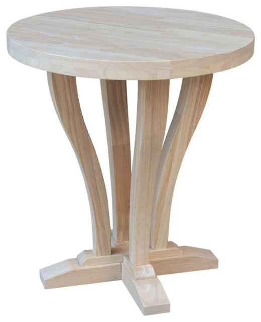 LaCasa Solid Wood Round End Table Unfinished Transitional Side