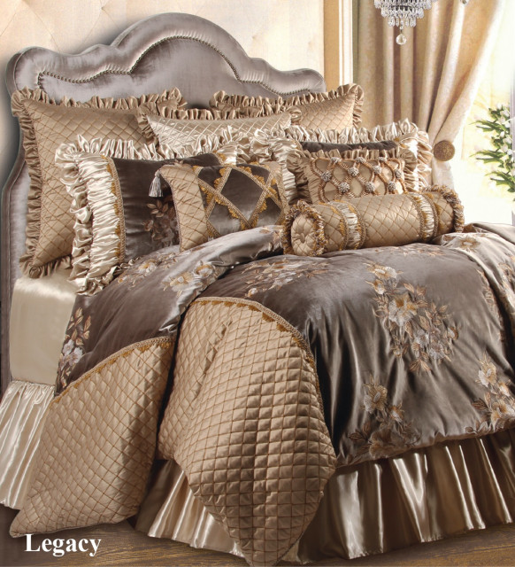 Legacy 9 Piece Comforter Set Queen, Black And Gold California King Bedding