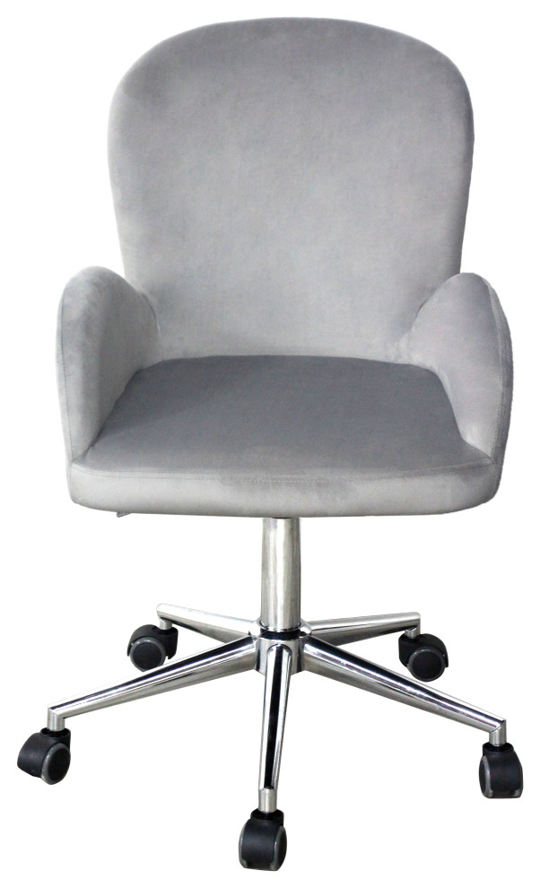 Colette Swivel Vanity Chair, Cool Grey Velvet