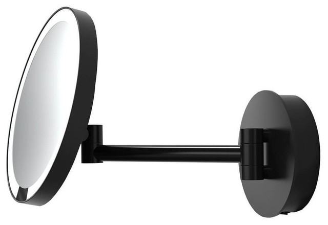 Dwba Wall Black One Sided Led Cosmetic, Makeup Magnifying Mirror With Lights