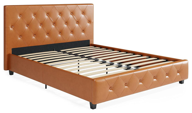 Contemporary Platform Bed Bentwood, Leather Bed Headboard Repair