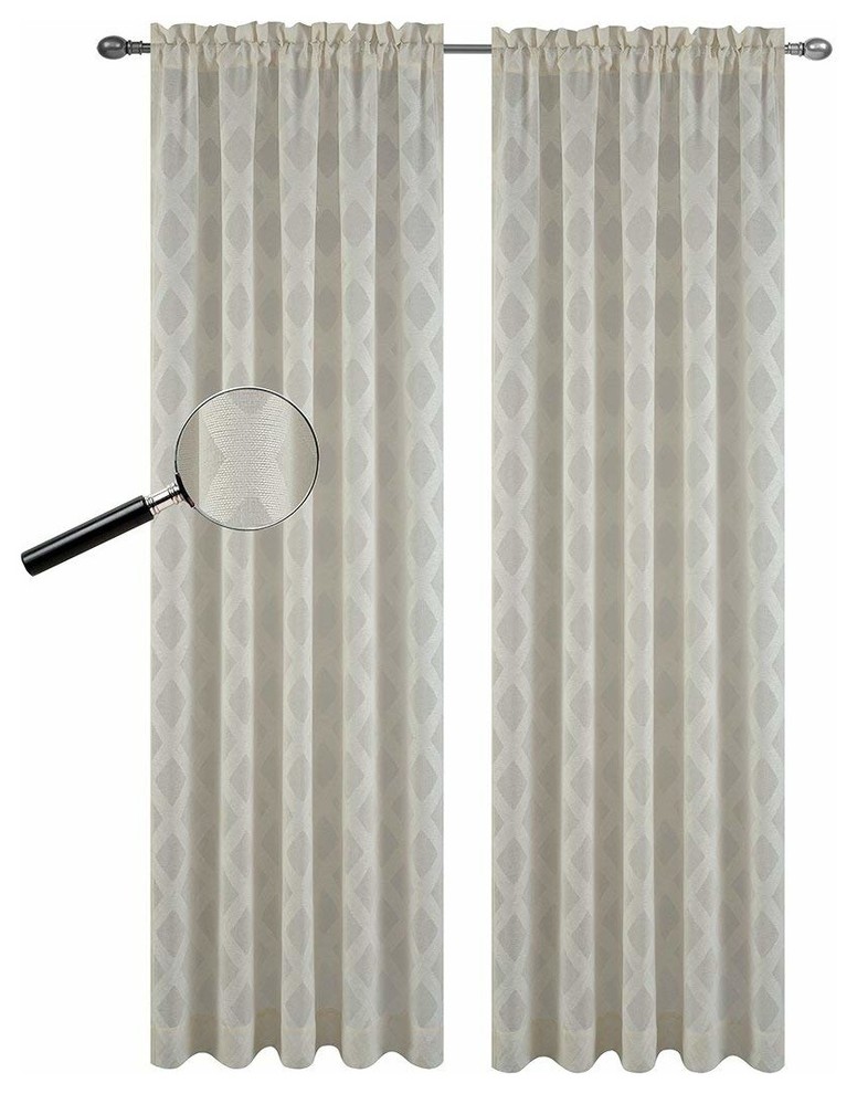 54"x84" Austin Sheer Curtain Panels, Beige, Set of 2