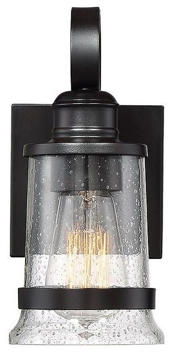 Winston 7.5" 1-Light Outdoor Wall Lantern English Bronze Clear Seeded Glass