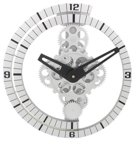 12 In Moving Gear Wall Clock Silver Industrial Clocks