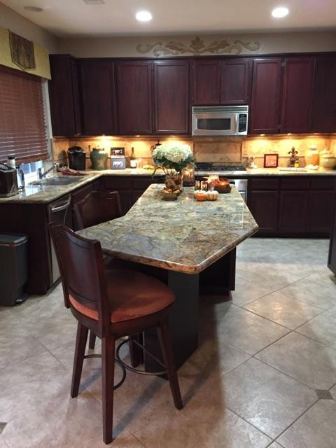 Custom Angular Granite Top Island