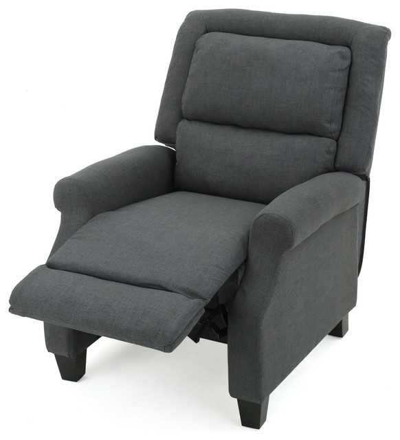 monica dark gray fabric recliner midcentury recliner chairs by