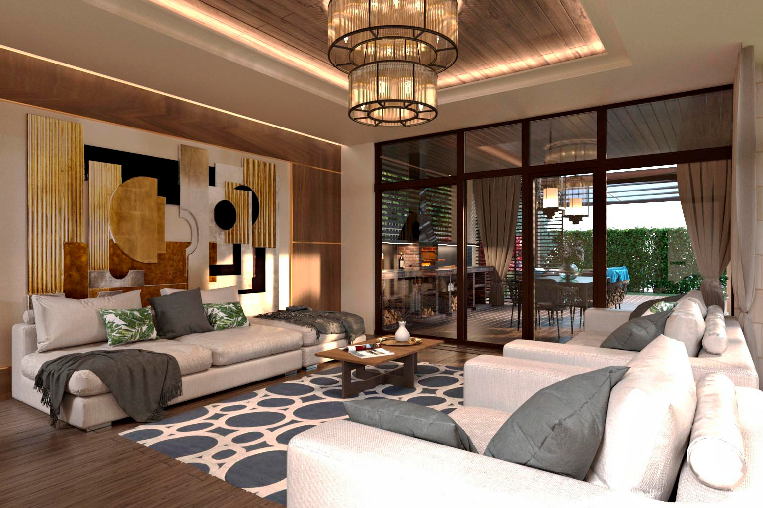 Ландшафтный проект участка с зоной барбекю и банным комплексом..