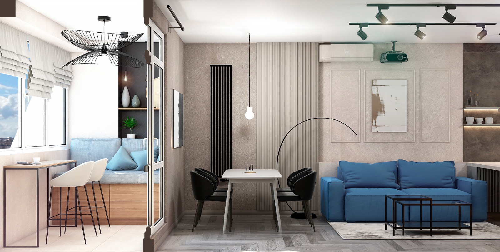 Кухня - гостиная с акцентами