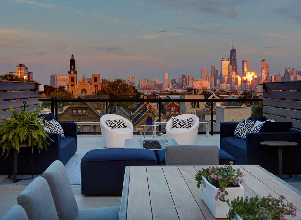 Rooftop Deck with View of Chicago Skyline Contemporary Deck Chicago by Orren Pickell