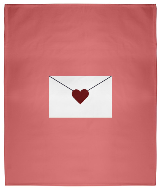 60 x 80 in Love Letter Valentine's Throw Blanket, Coral/Maroon