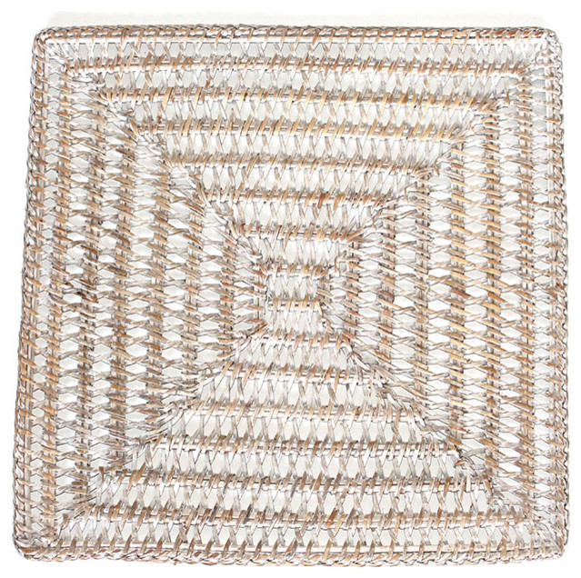 Shop Houzz Hudson & Vine Square White Rattan Placemats 14" (Set/4