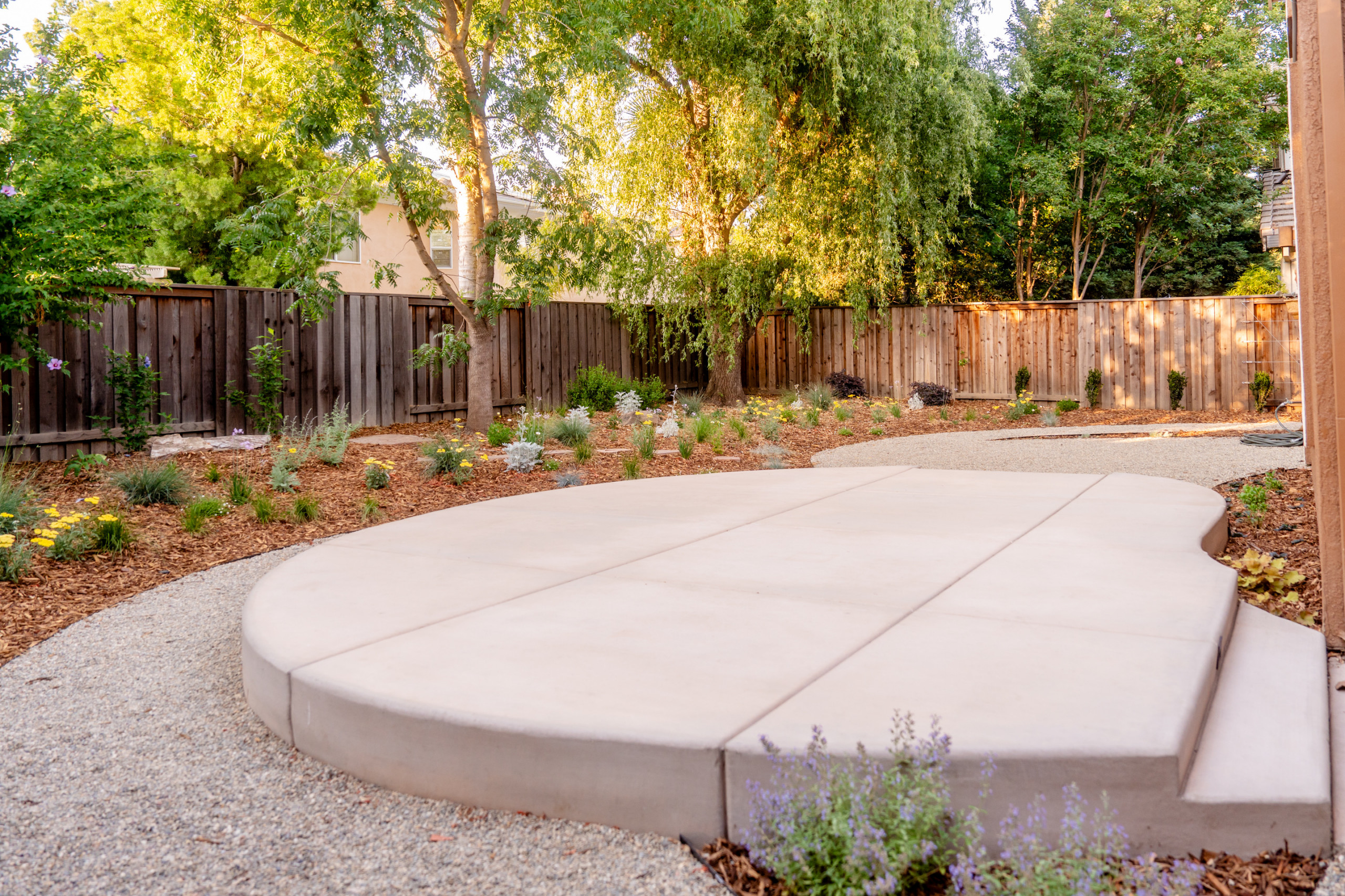 Soft Meadow Planting Meets Sculptural Hardscape