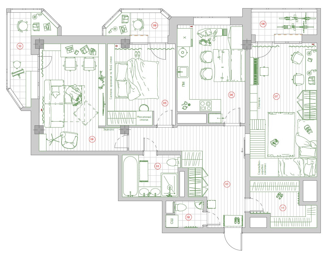 Яркая квартира 110 м²  "ЛЕТО"