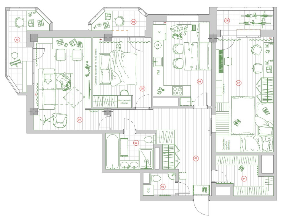 Яркая квартира 110 м²  "ЛЕТО"