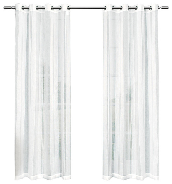 Apollo Sheer Grommet Top Window Curtain Panels, 50" by 108", White, Set of 2