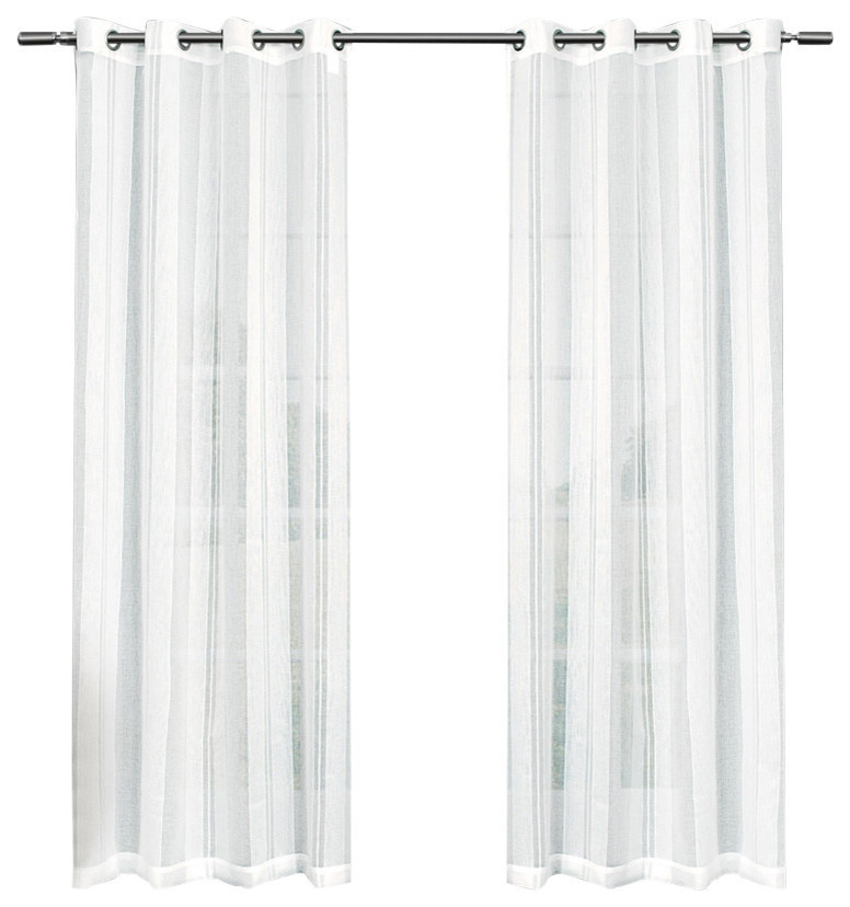 Apollo Sheer Grommet Top Window Curtain Panels, 50" by 108", White, Set of 2
