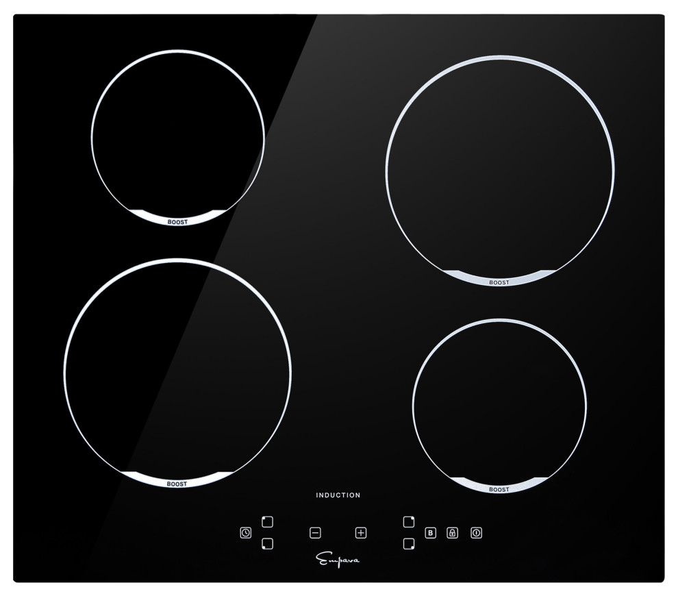 Builtin 24" Induction Modular Cooktop, Black With 4 Elements Modern