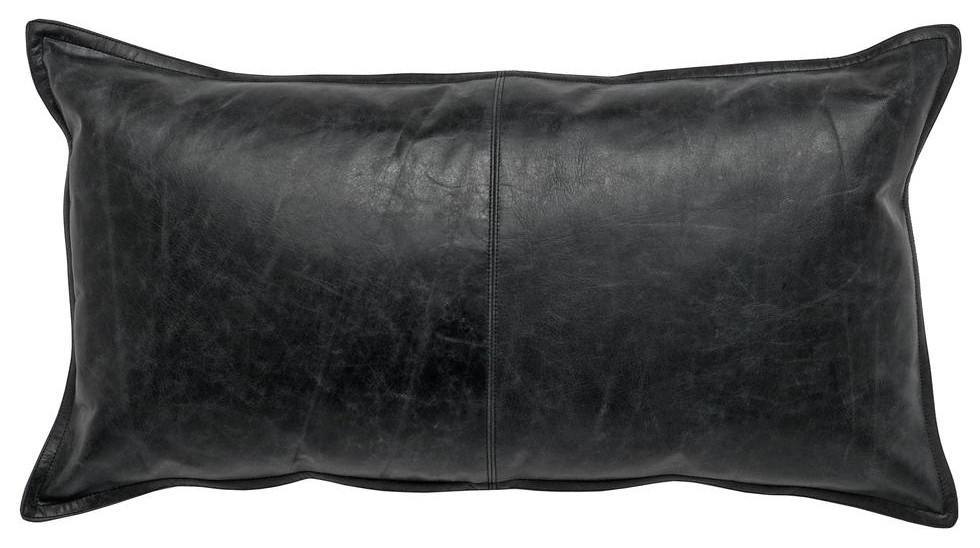 Kosas Home Cheyenne 100% Leather 14 X 26 Throw Pillow, Black