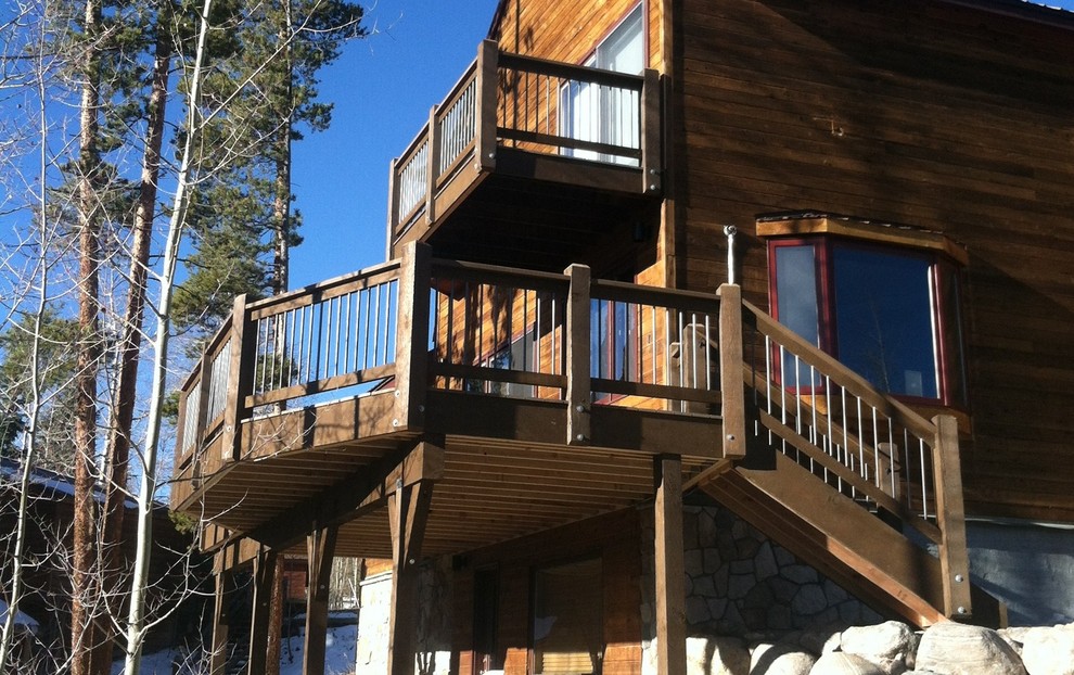 Inspiration for a backyard balcony deck remodel in Denver with no cover