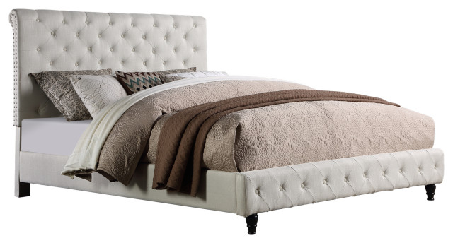 Ashley Modern Tufted Bed With Nailhead Trim Traditional Platform