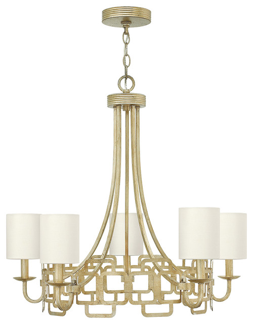 5-Light Chandelier, Silver Leaf